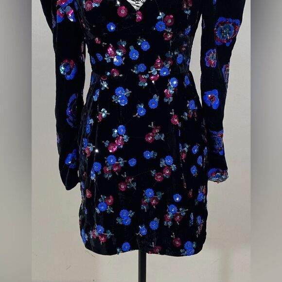 Sabina Musayev Sequin Embellished Velvet Puff Shoulder Dress size M - Picture 10 of 11